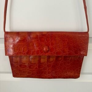 Vintage Neiman Marcus Elegant Crocodile-Embossed Leather Bag